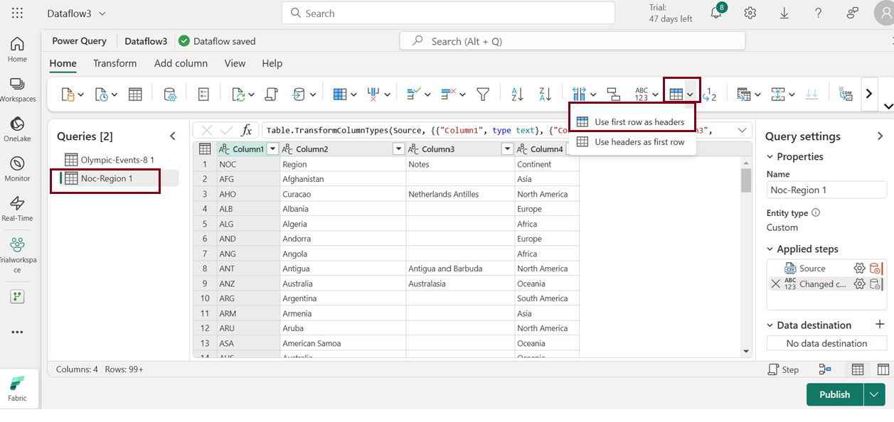 Lesson 23 – Ingest data using Dataflows Gen2 in Microsoft Fabric ...