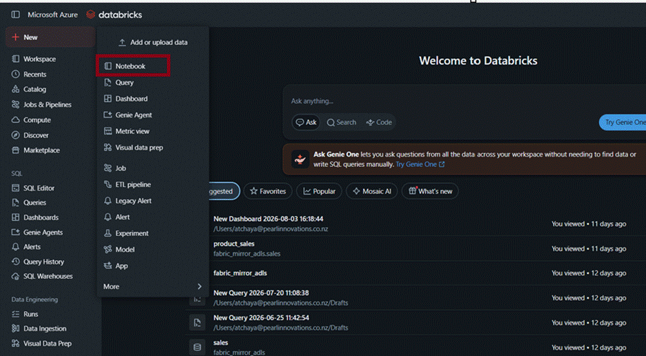 Different Innovations Examples Lesson 11 – Creating Your First Notebook in Azure Databricks – Pearl ...
